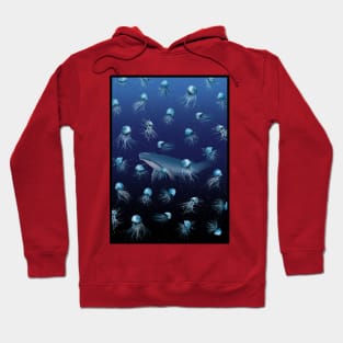 Jellyfish and blue whale Hoodie